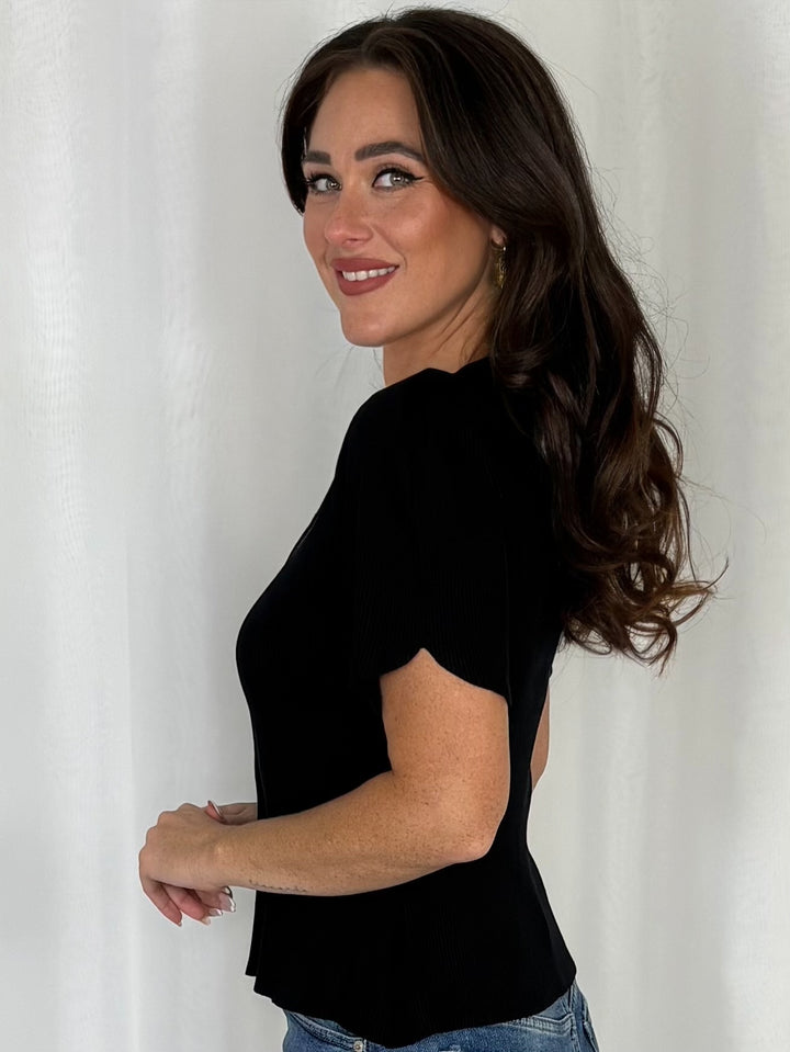Short Sleeve Button Up Ribbed Top (4 Colours)