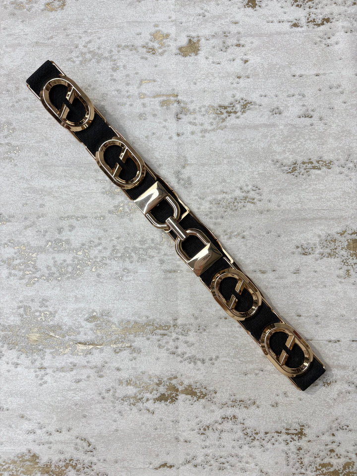 Elastic Gold Oval Buckle Belt (2 Colours)