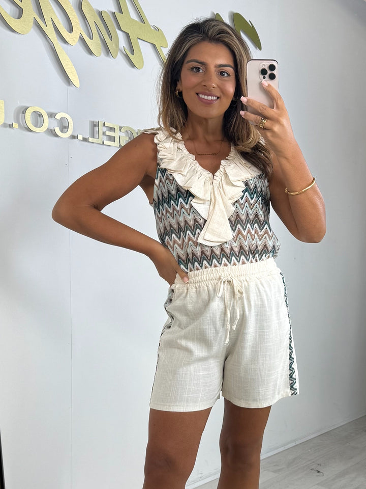 Zigzag V-Neck Top & Match Shorts Co-ord (3 Colours)