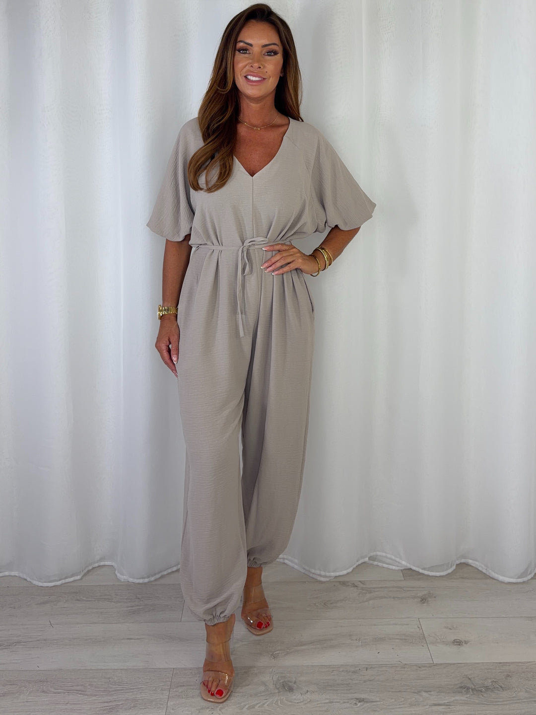 V-Neck Tie Up Waist Jumpsuit (5 Colours)