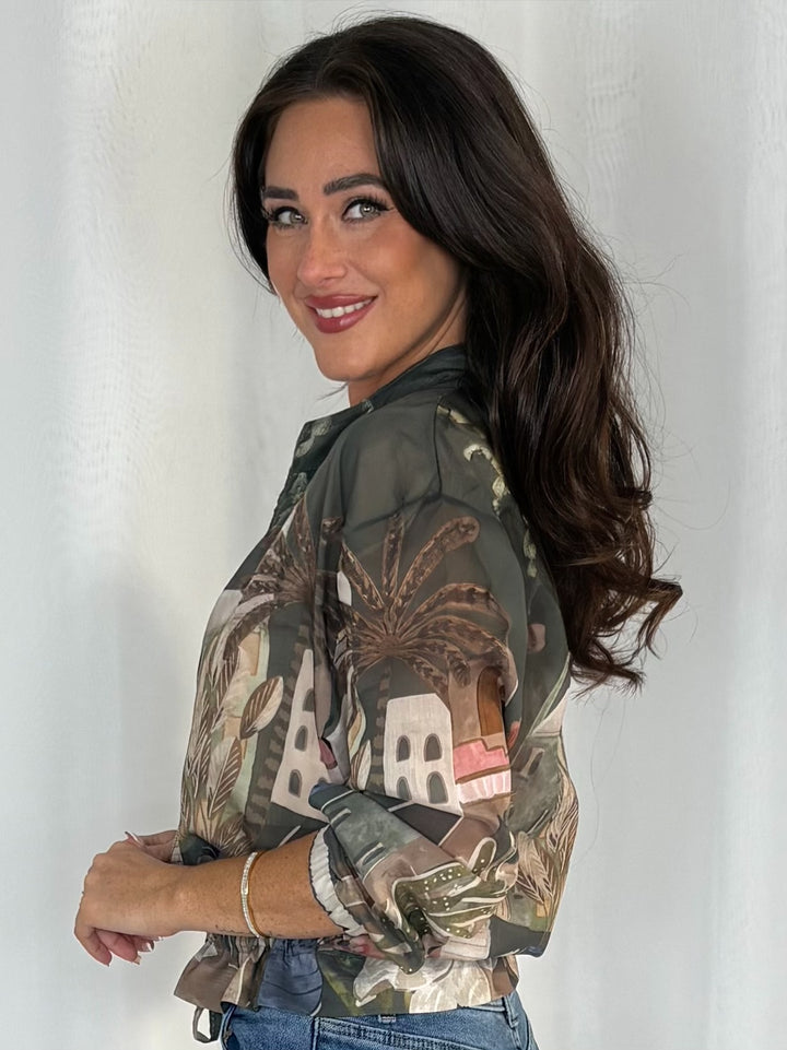 Lightweight Printed Gold Zip Bomber Jacket