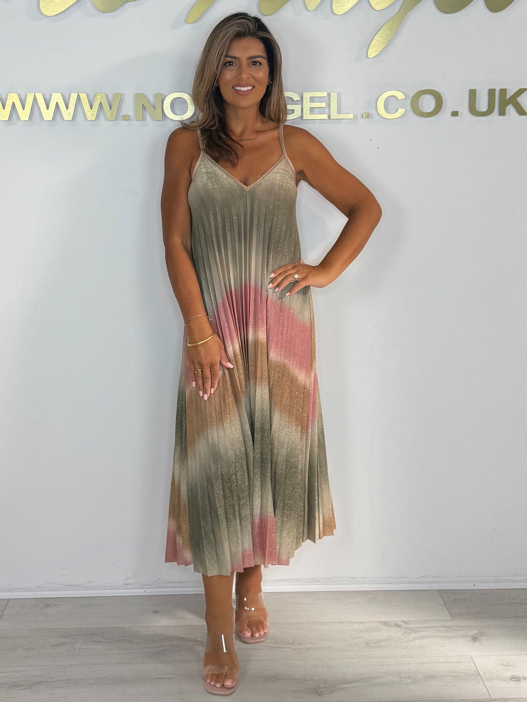 Printed Floaty Pleated Spaghetti Strap Dress (5 Colours)