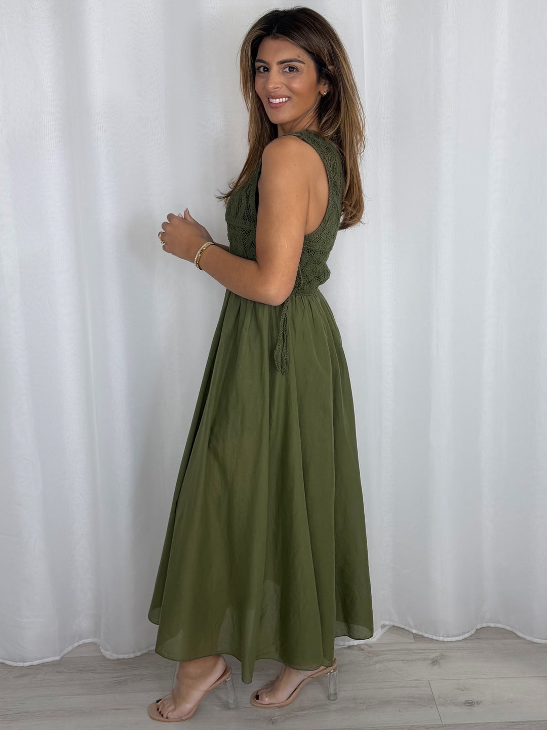 Crochet Sleeveless Side Tie Dress (5 Colours)