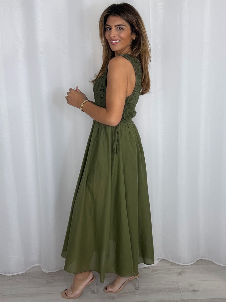 Crochet Sleeveless Side Tie Dress (5 Colours)