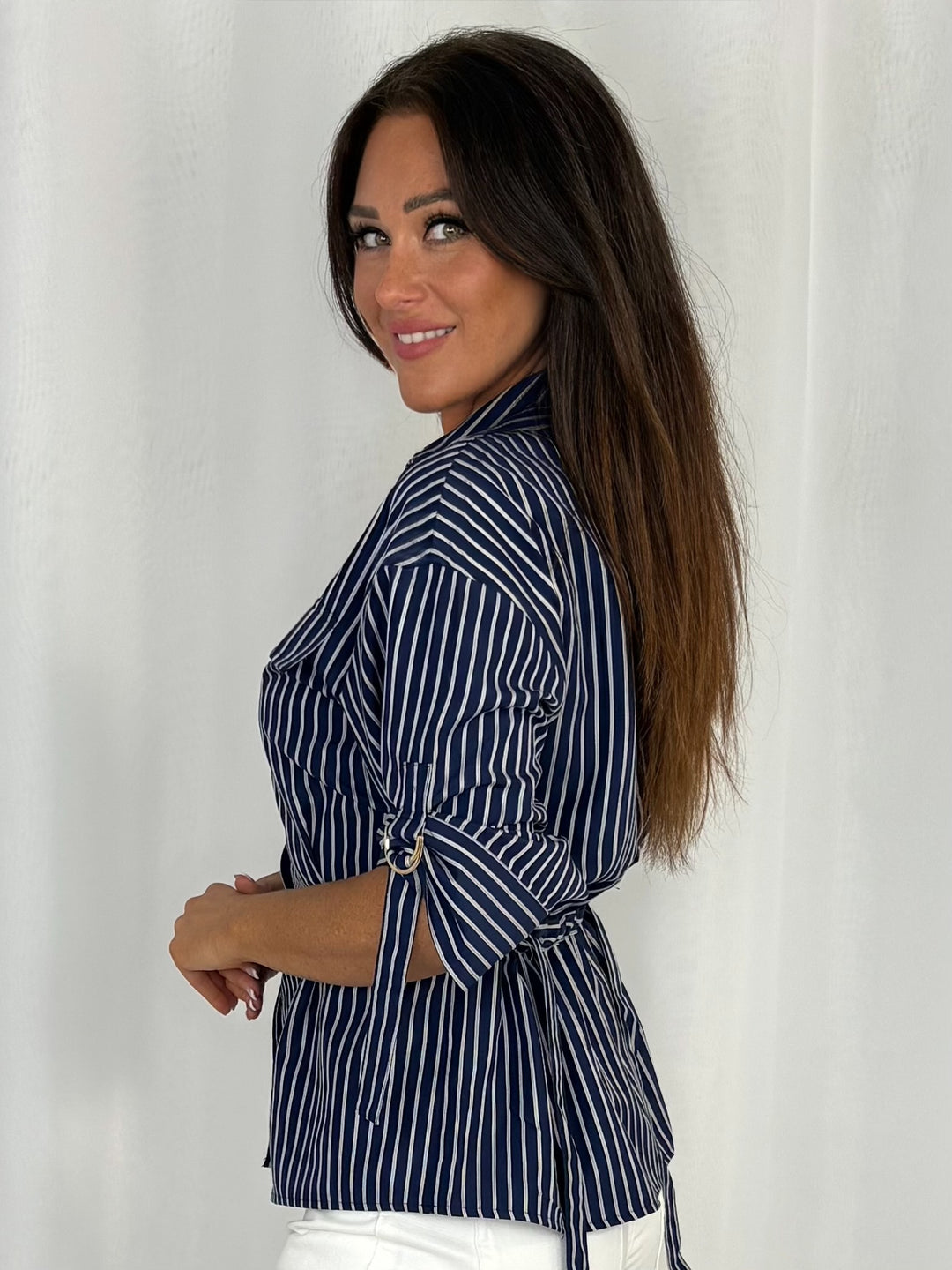 Cinched In Stripped Shirt (2 Colours)