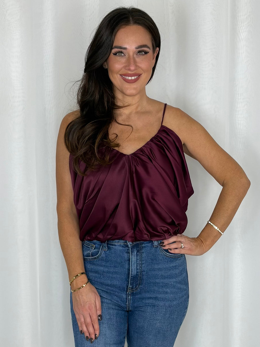 Draped Satin Cami Top (3 Colours)