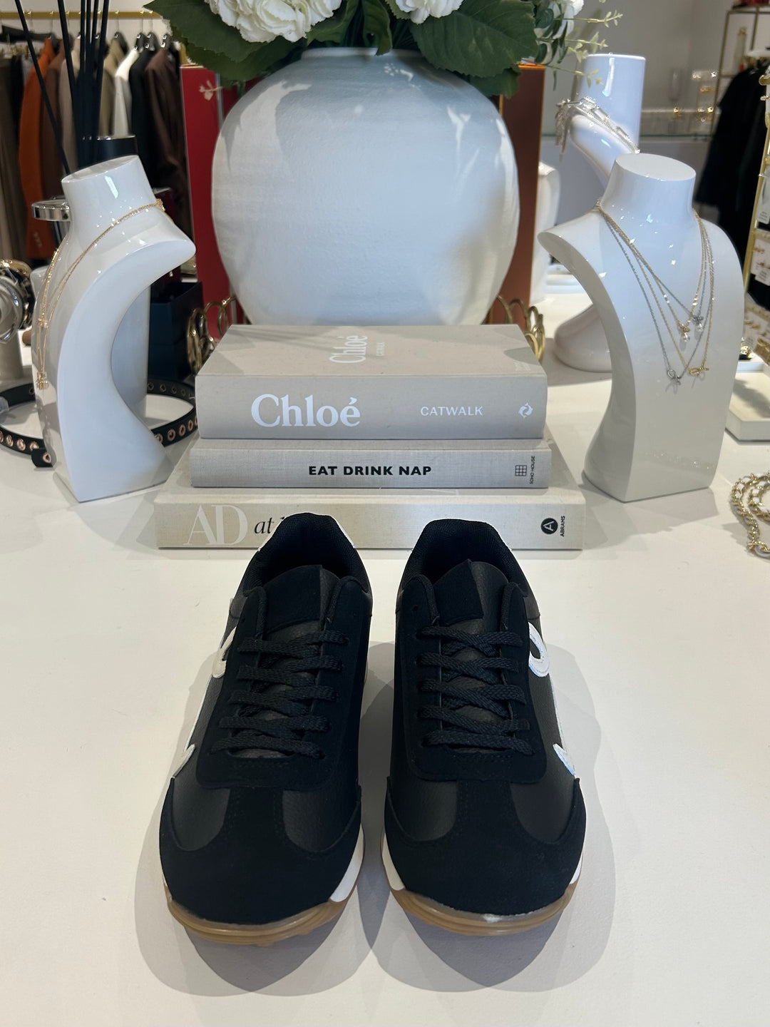 Faux Leather & Suede Swirl Design Trainers (2 Colours)