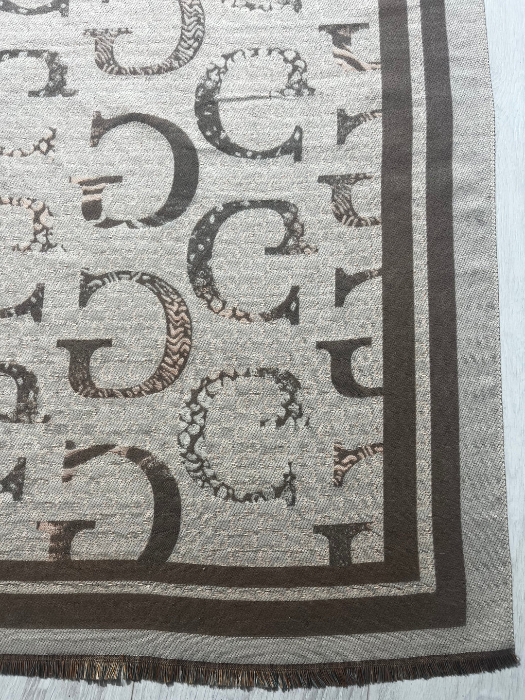"G" Fridge Edge Patterned Taupe/Stone Scarf
