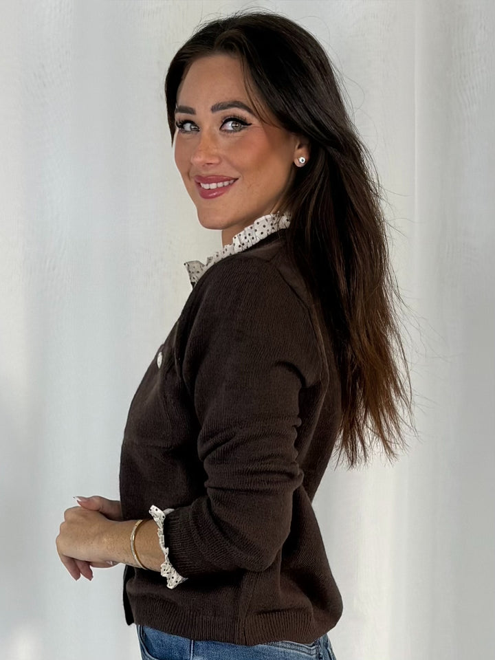 Polka Dot Trim Cardigan (2 Colours)