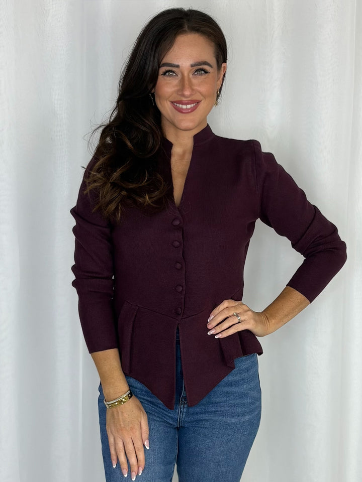 Covered Button Peplum Cardigan (5 Colours)