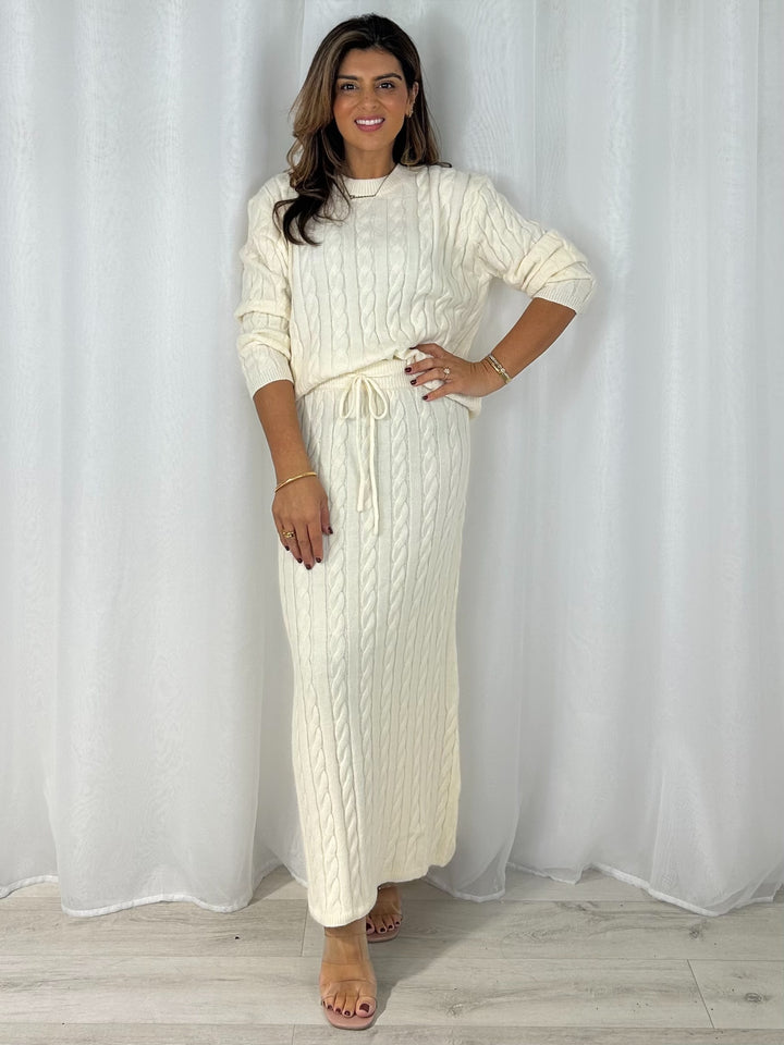 Thick Cable Knit Jumper & Maxi Skirt Co-Ord (3 Colours)