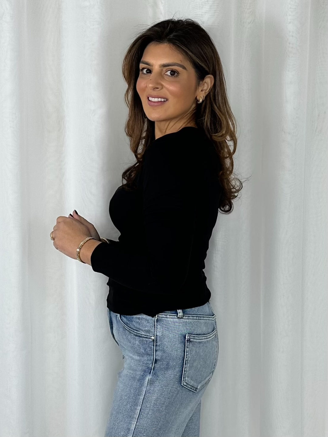 V-Neck Basic Long Sleeve Top (3 Colours)