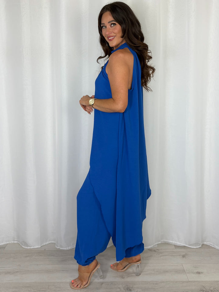 Halter Neck Long Asymmetric Top And Harem Trouser Co-Ord (8 Colours)