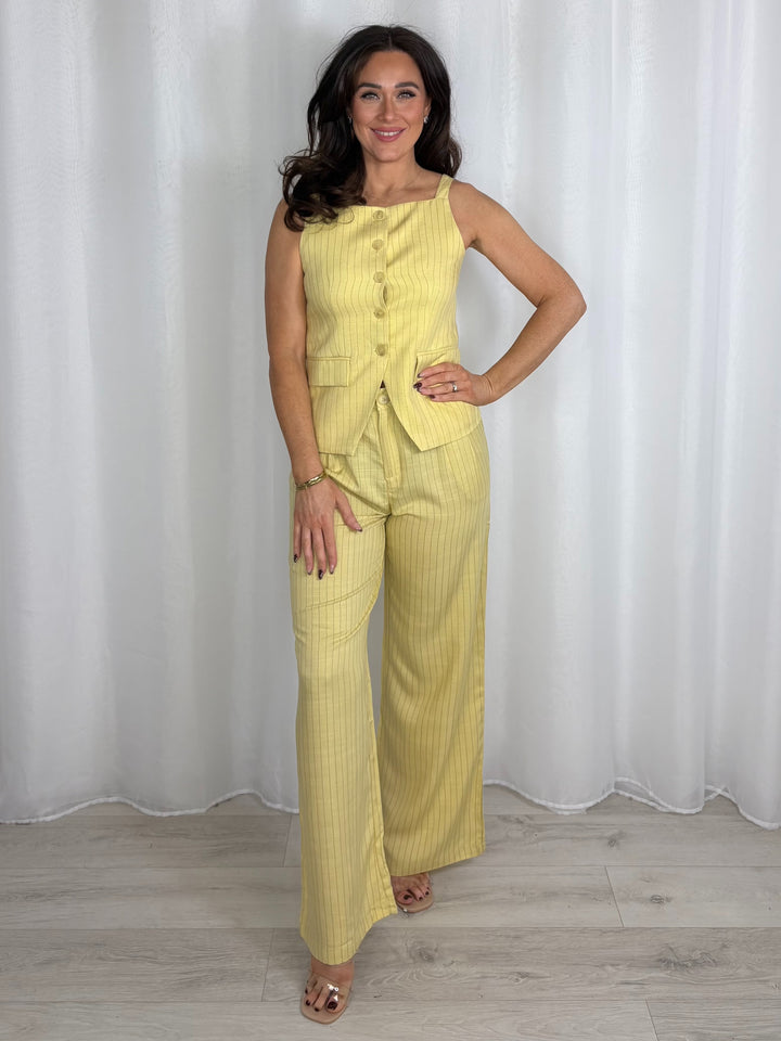 Pinstripe Waistcoat Top & Trouser Co-Ord (2 Colours)