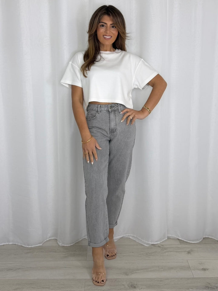 Turn Up Bottom Mom Jeans (15 Colours)