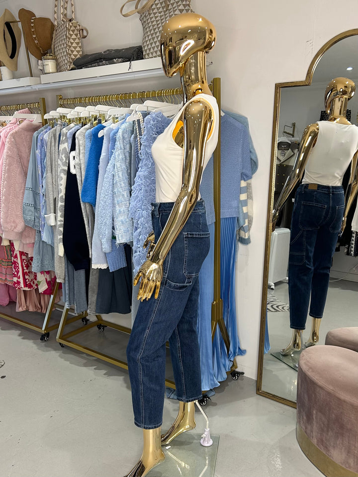 Dark Denim Barrel Mom Jeans