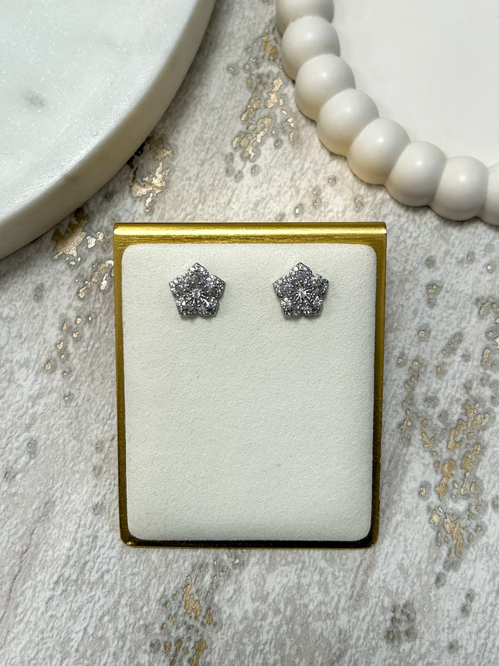 Diamante Flower Stud Earrings (2 Colours)