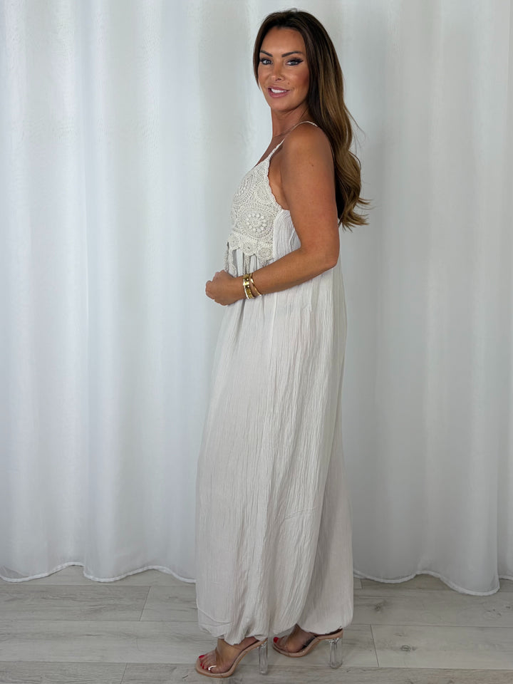 Jumpsuit With Crochet Detailing (4 Colours)