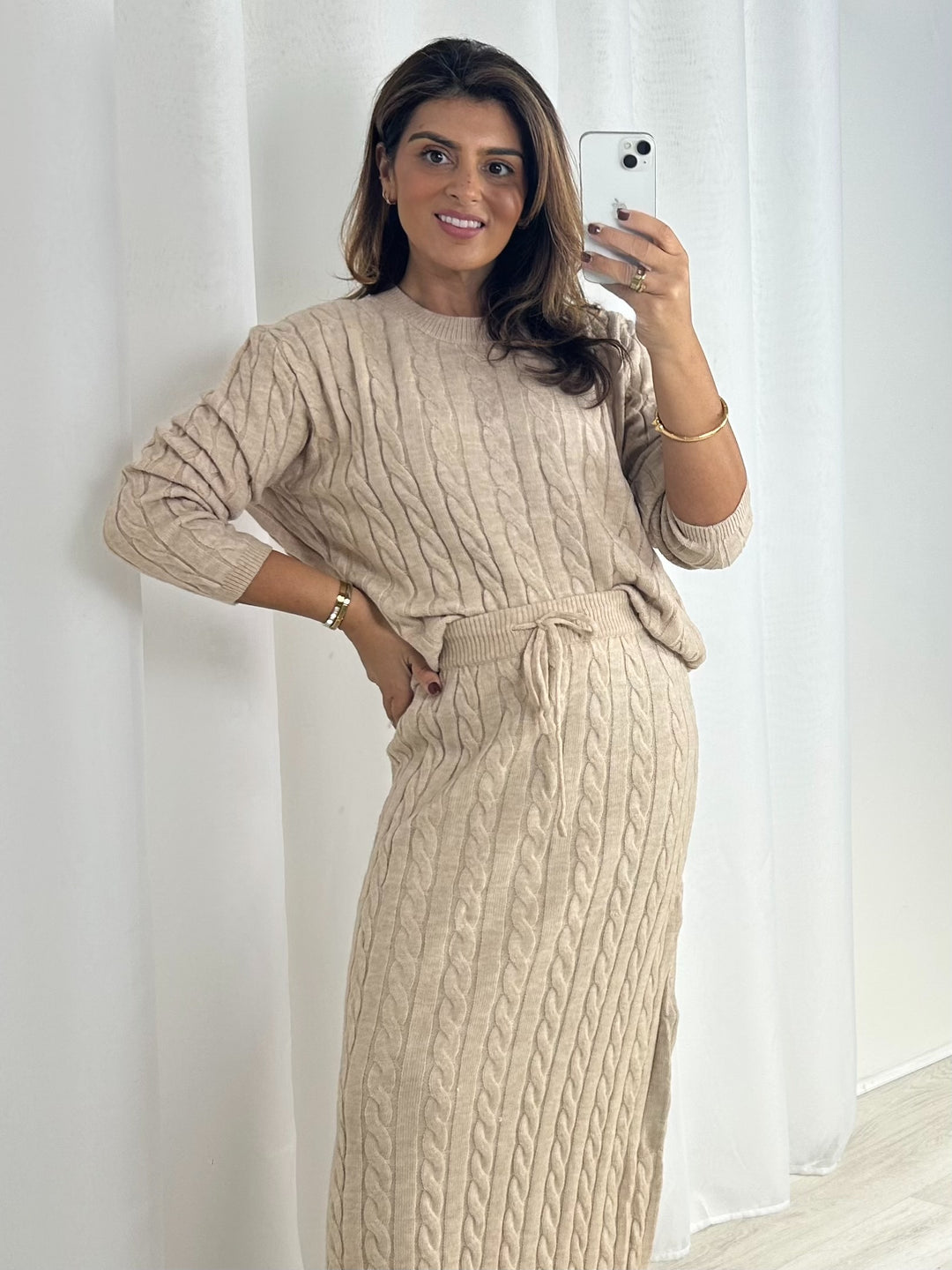 Thick Cable Knit Jumper & Maxi Skirt Co-Ord (3 Colours)