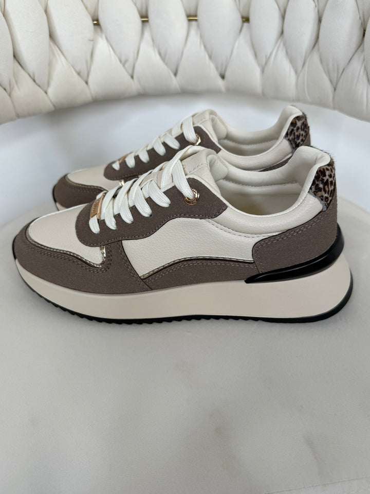 Faux Leather 2 Tone Leopard Back Trainers (2 Colours)