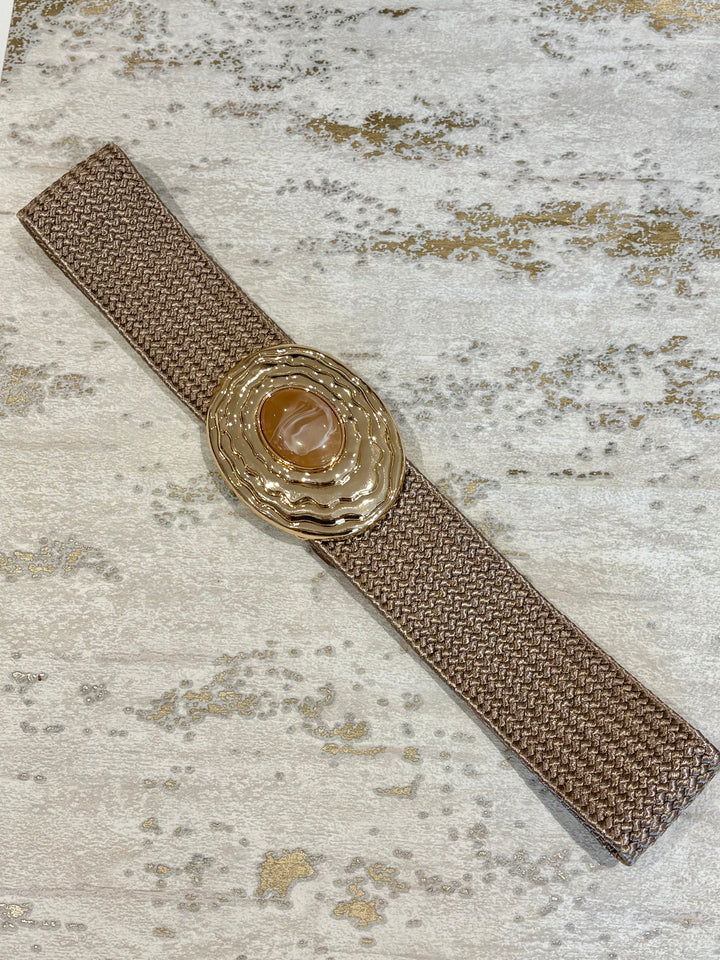 Woven Stretch Belt With Marble Stone ( 4 Colours)