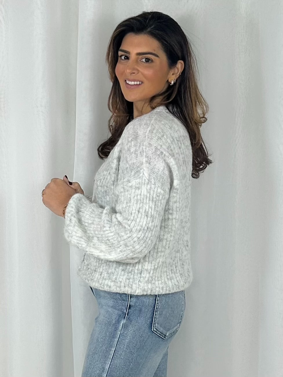 Balloon Sleeve Ribbed Button Up Cardigan (6 Colours)