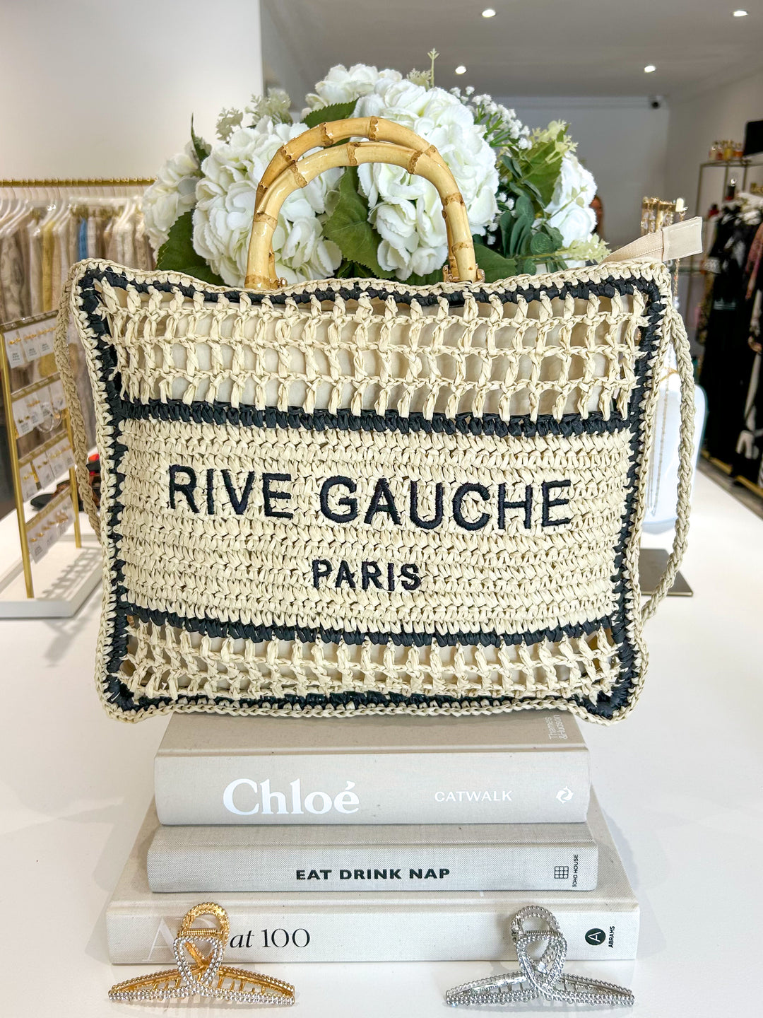 Rive Gauche Paris Bamboo Strap Beach Bag (4 Colours)