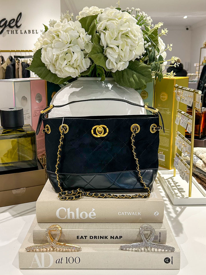 2 Toned Designer Inspired Gold Hardware Handbag (5 Colours)