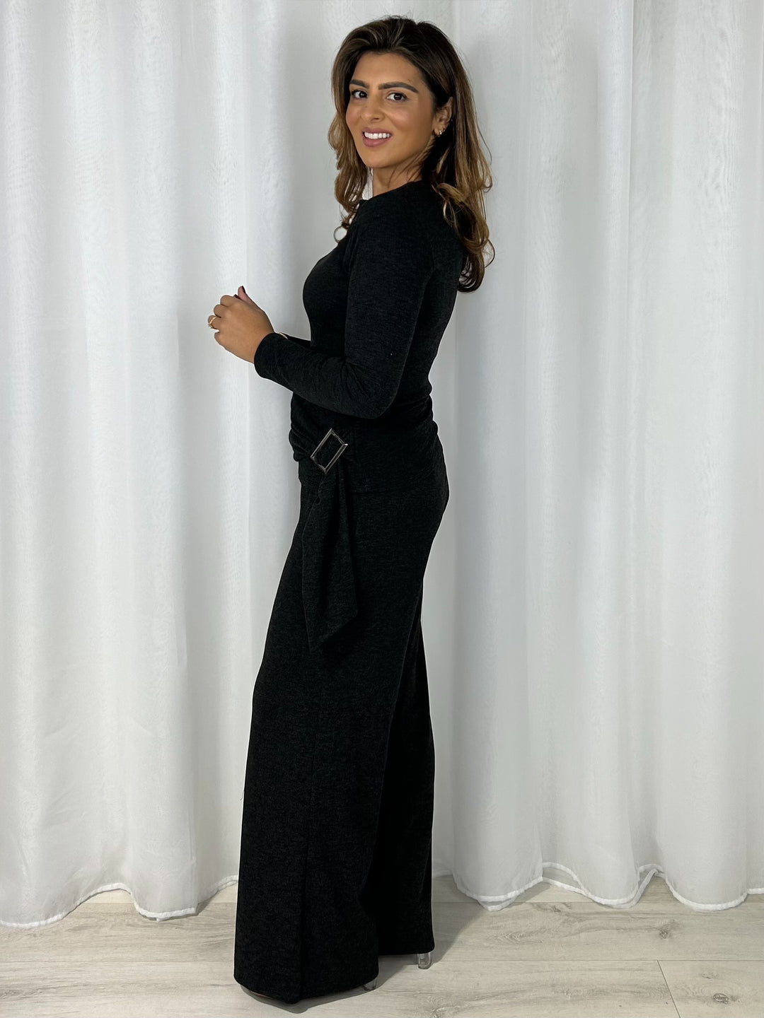 Ruched Front Side Buckle Trouser Co-Ord (4 Colours)