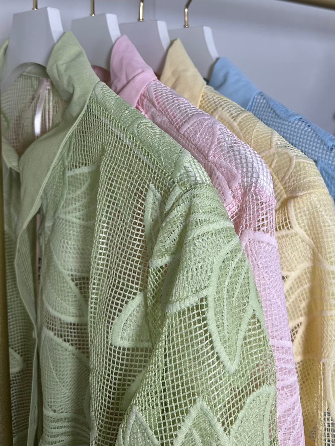 Oversized Mesh Flower Detail Collared Shirt (5 Colours)