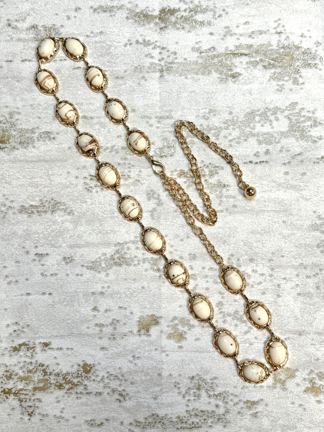 Marble Stone Belt With Gold Chain