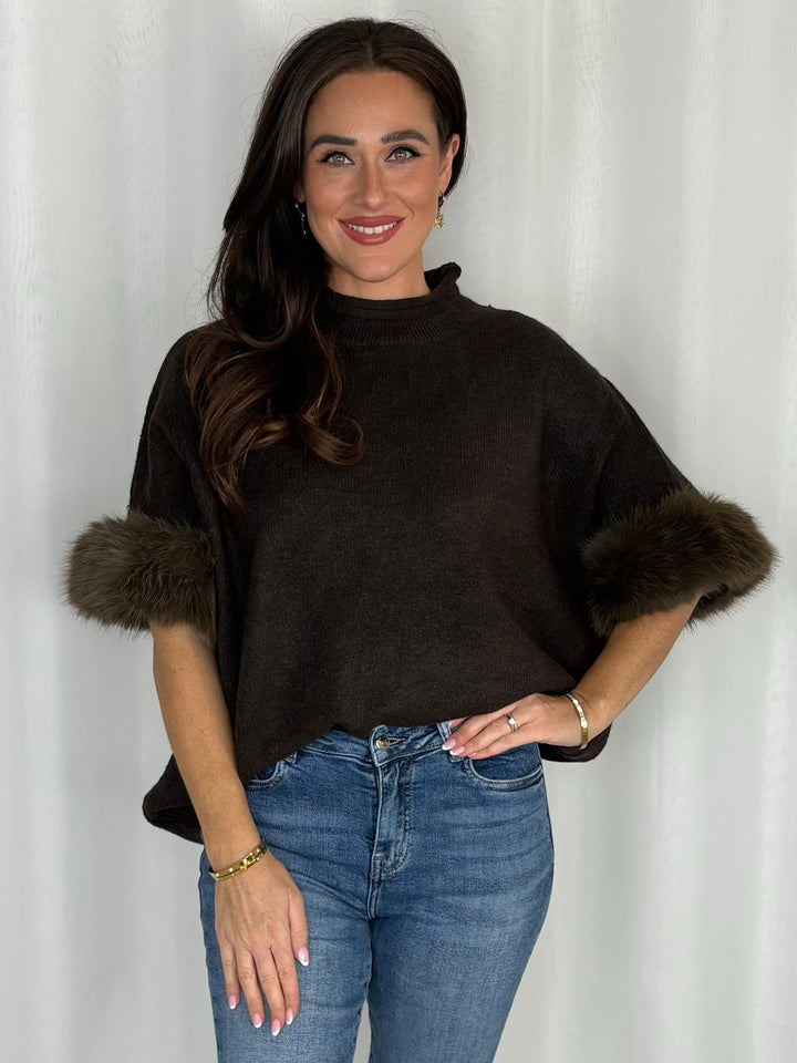 High Neck Faux Fur Jumper