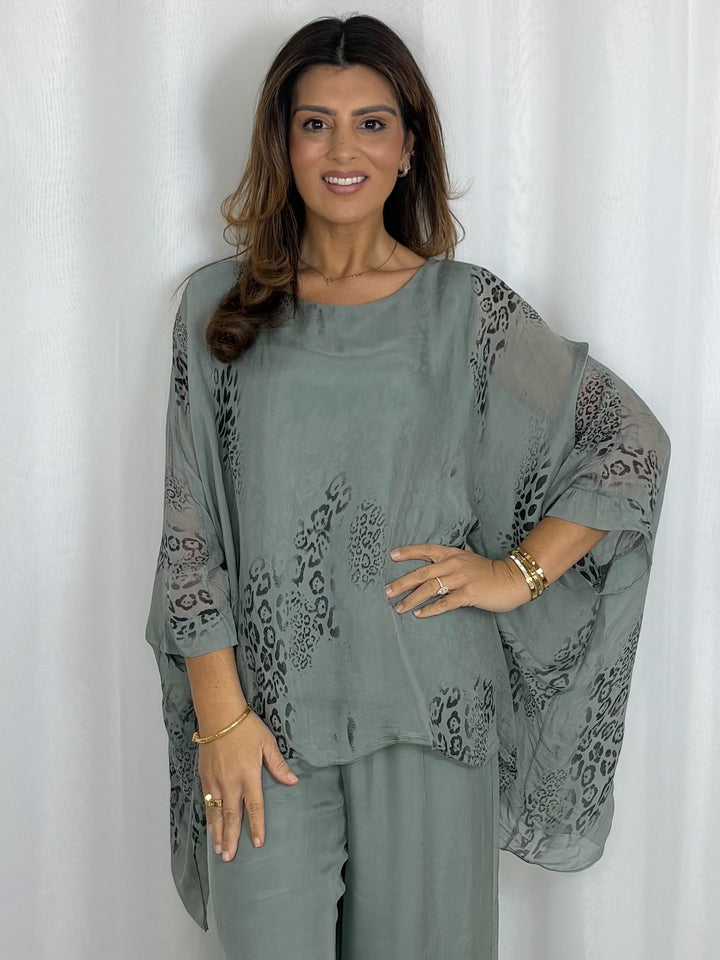Silk Mix Animal Print Top (2 Colours)