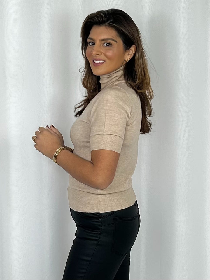 Soft Knit Turtle Neck Short Sleeve Top (3 Colours)