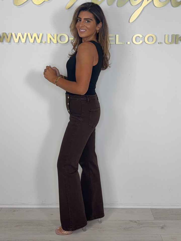Gold Button Straight Leg Jeans (3 Colours)