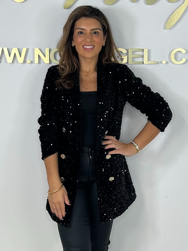 Sequin Textured Gold Button Blazer (2 Colours)