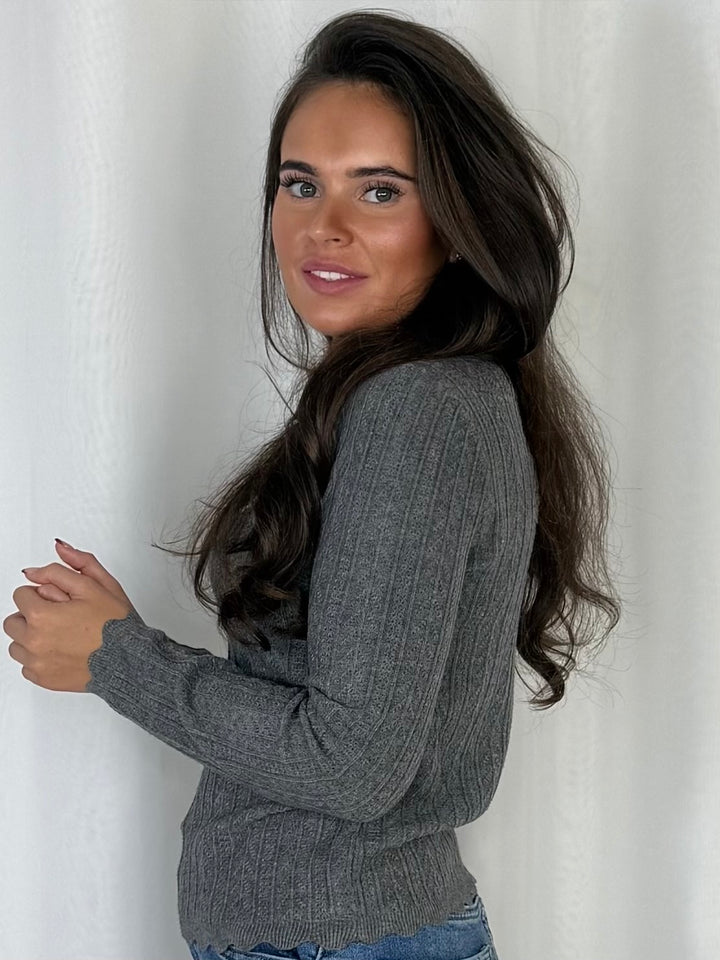 Fine Cable Knit Scallop Hem Jumper (7 Colours)