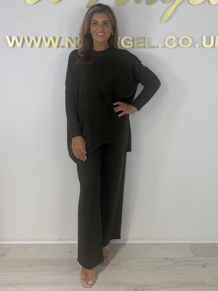 Soft Knit Diamond Design Jumper & Wide Leg Trouser Co-ord (6 Colours)