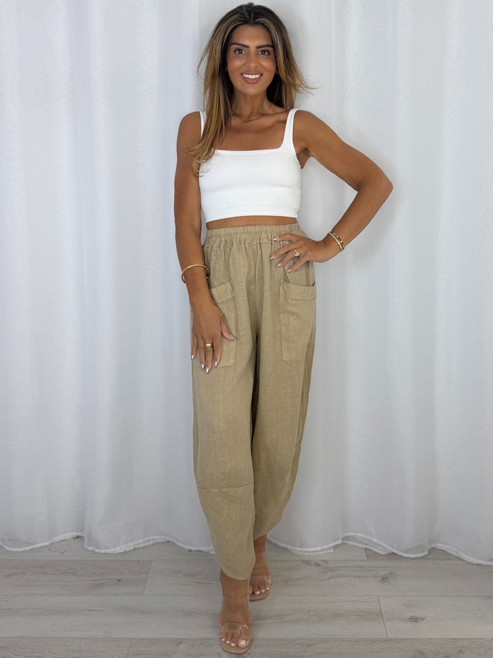 Pocket Detail Linen Trousers (4 Colours)
