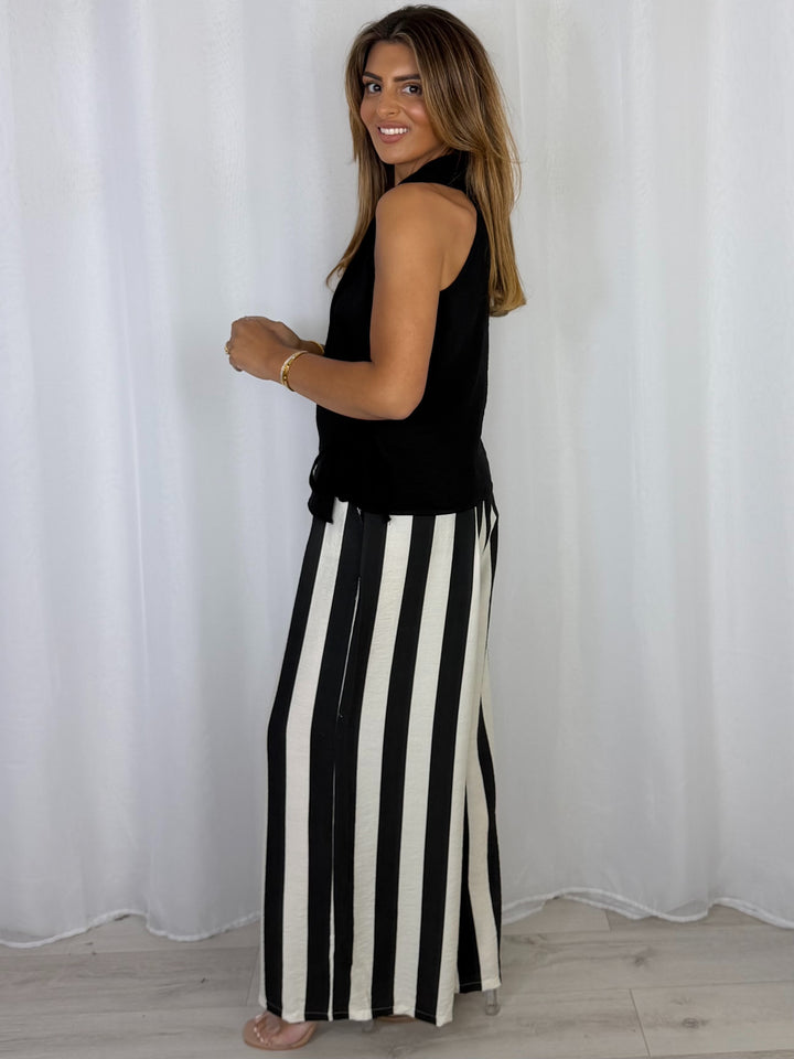 Striped Trouser And Wrap Around Top (5 Colours)