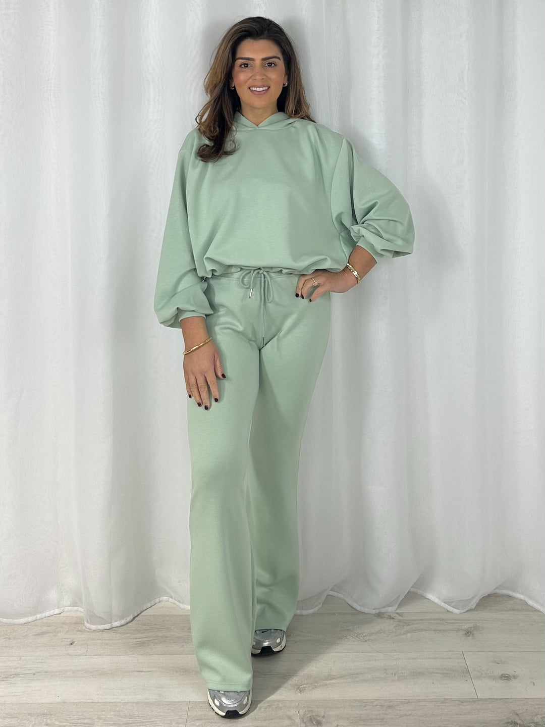 Balloon Sleeve Hooded Jumper & Flared Trouser Co-Ord (7 Colours)