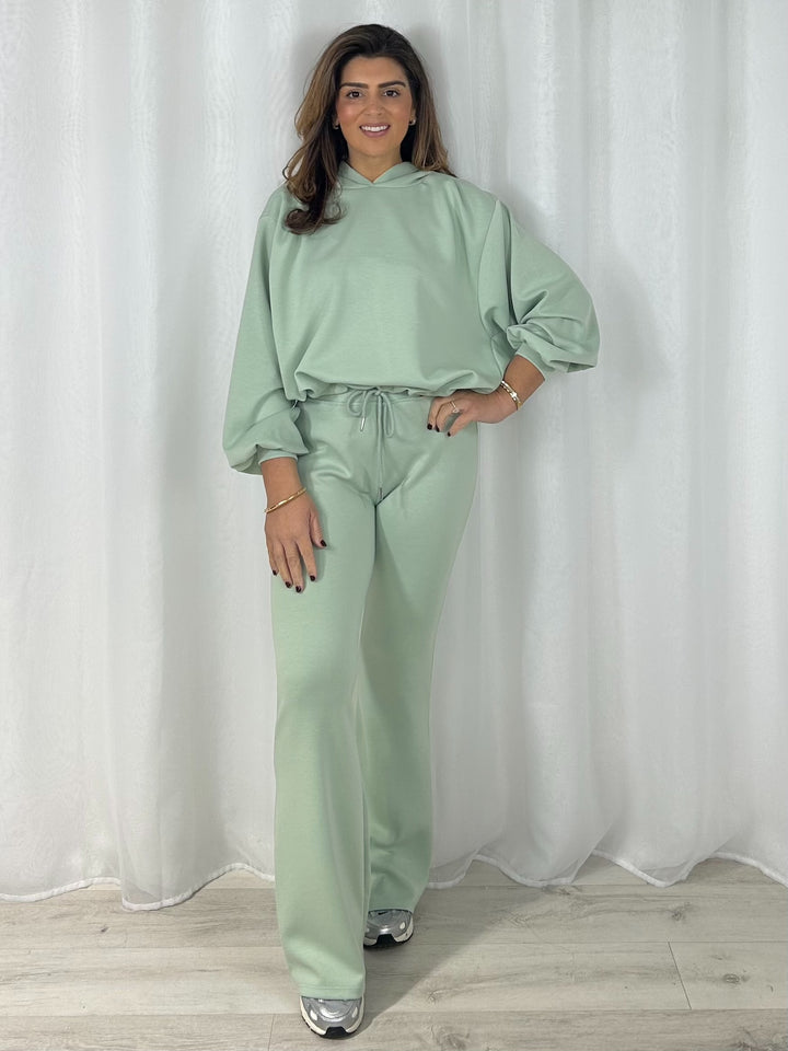 Balloon Sleeve Hooded Jumper & Flared Trouser Co-Ord (7 Colours)