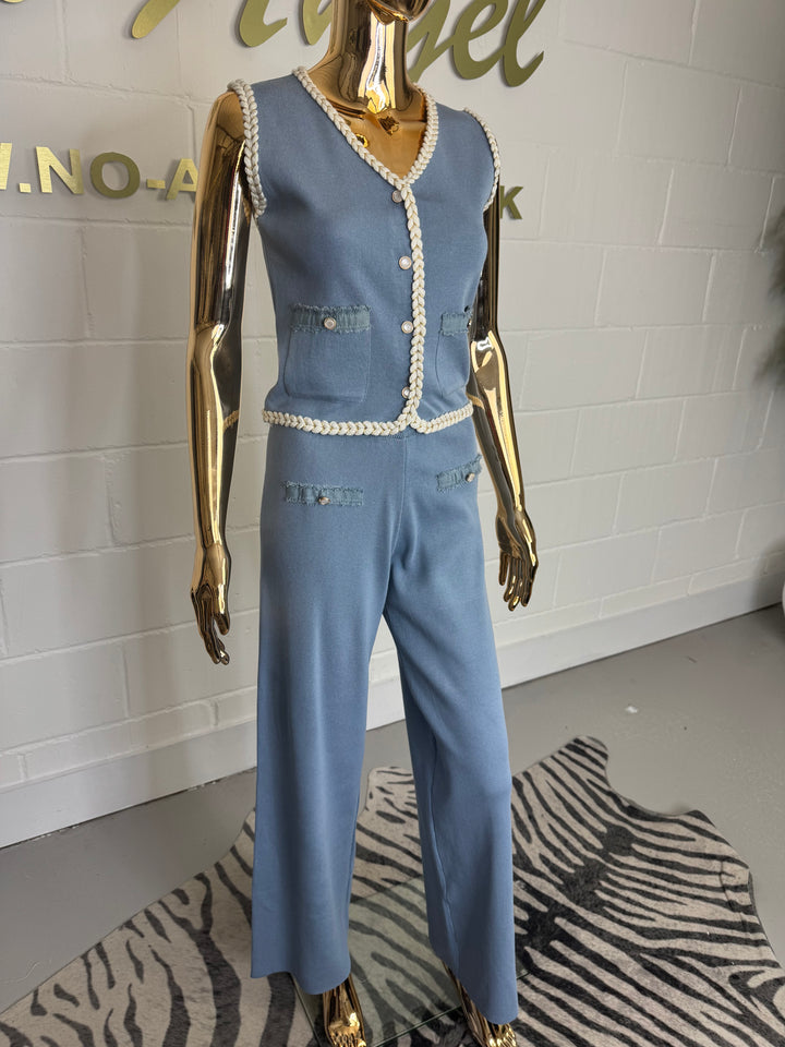 Plaited Trim Waistcoat & Trouser Co-ord (2 Colours)