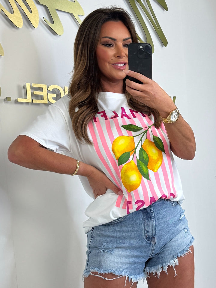 White Short Sleeve Amalfi Coast Lemon T-shirt