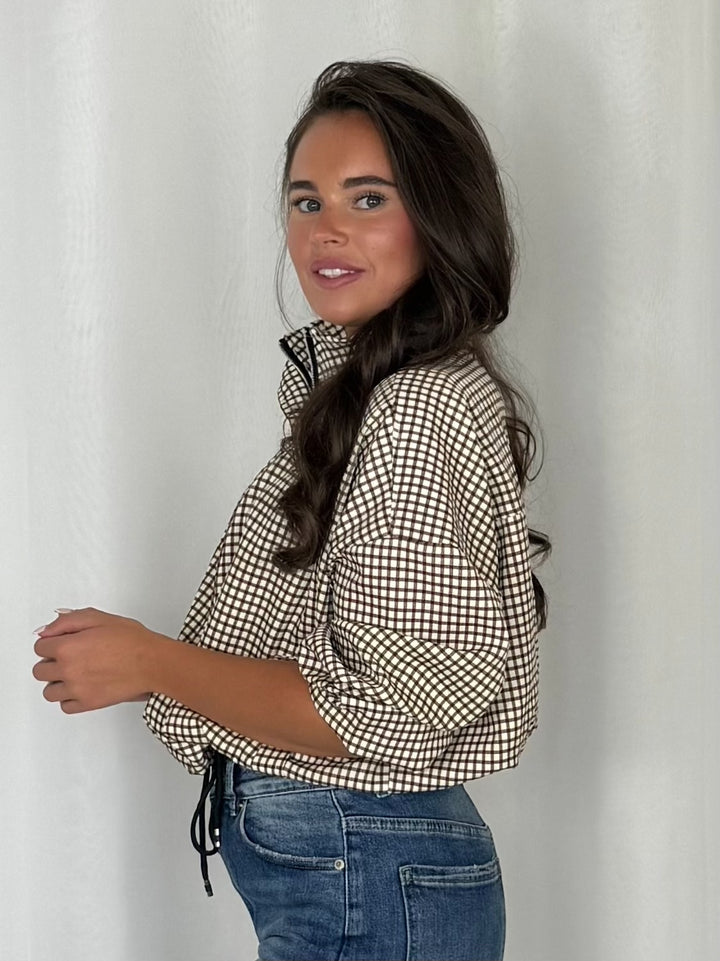 Funnel Neck Checked Bomber Jacket (5 Colours)