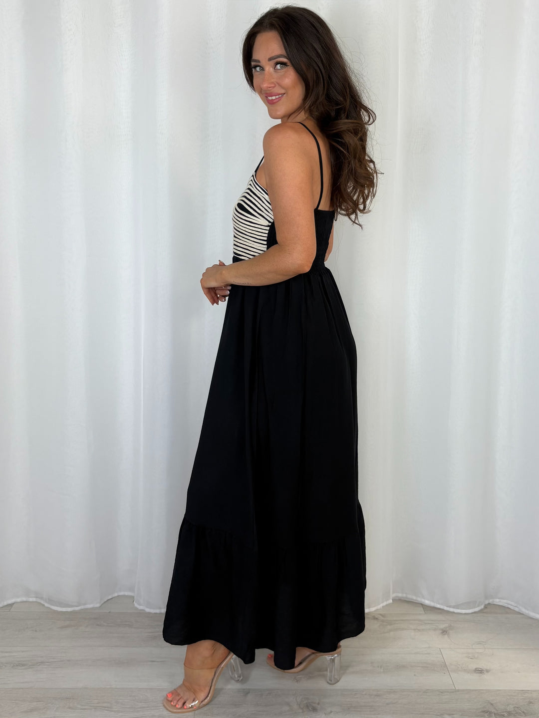 Stitching Swirl Design Tiered Dress (3 Colours)