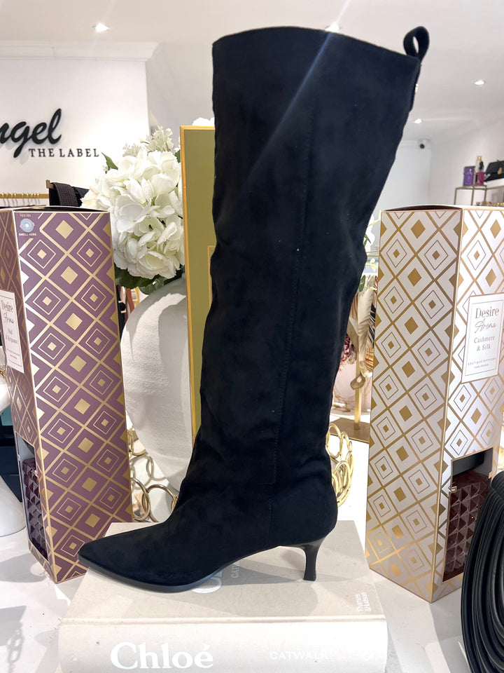 Suedette Slouch Kitten Heel Boots (2 Colours)
