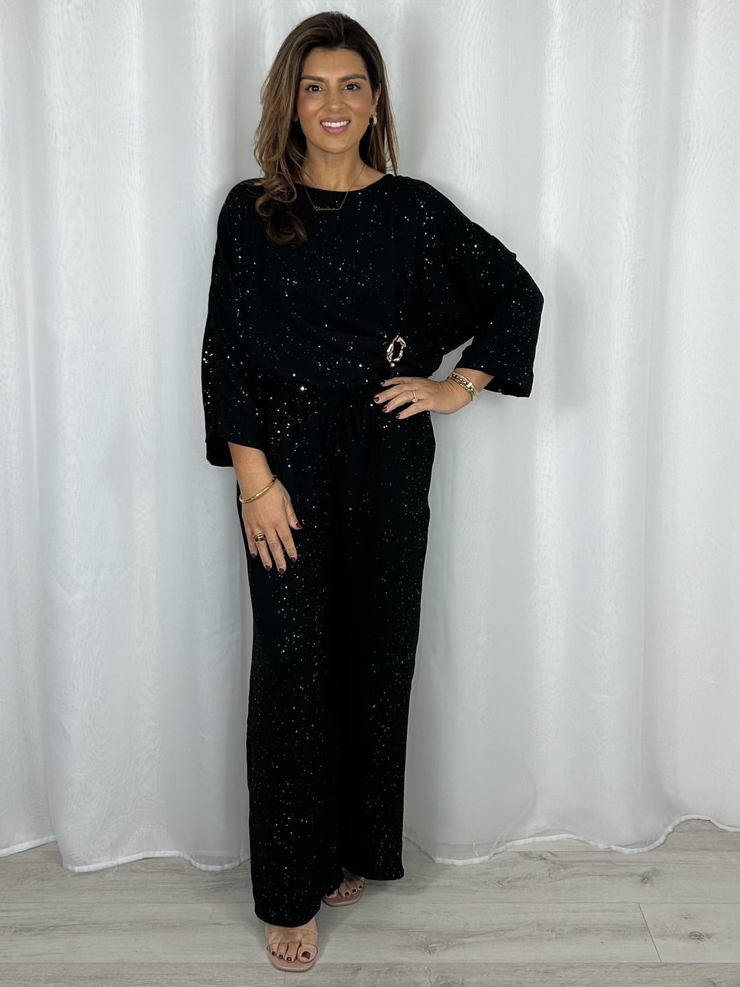 Gold Buckle Splatter Detail Trouser Co-ord (2 Colours)