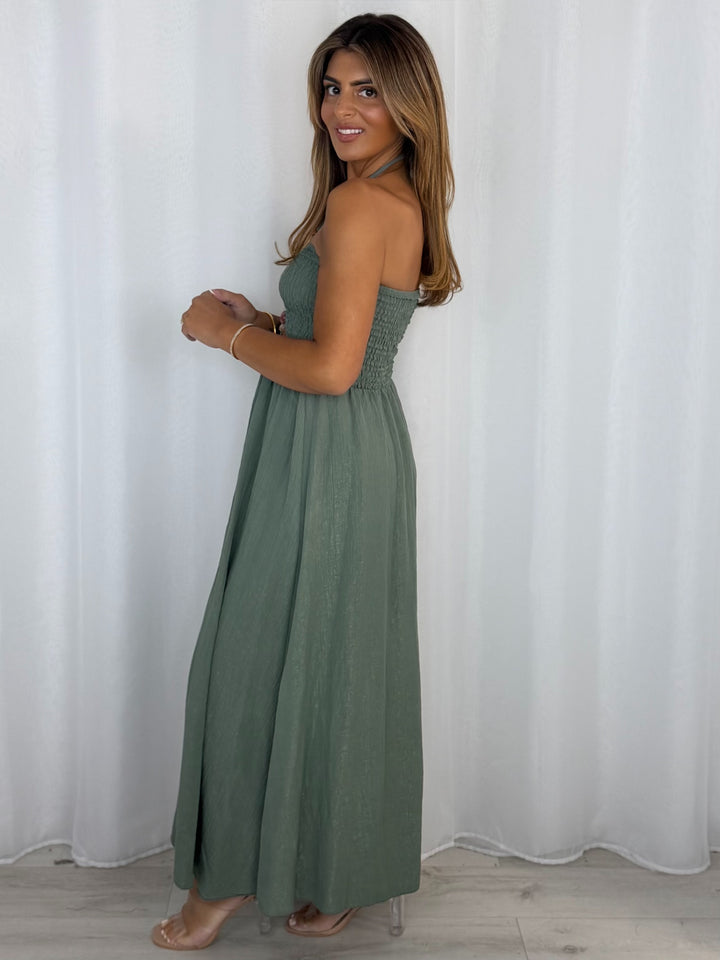 Stoned Cut Out Detailed Cinched Midi Dress (4 Colours)