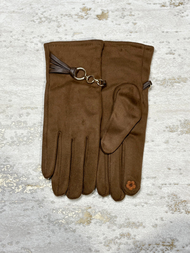 Suede Gold Circle Buckle Glove (6 Colours)